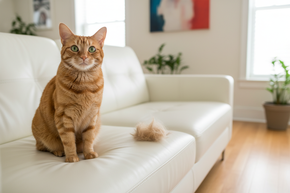 medium sized clump of hair and the cat shouldnt be asleep, the hair should be a bit further away 